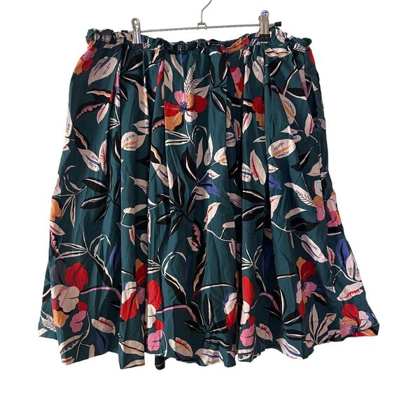 Eloquii Plus 14 Full Skirt A-line Tropical Floral Printed Cotton Pockets - Picture 8 of 8